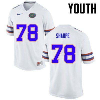 Youth Florida Gators #78 David Sharpe NCAA Nike White Authentic Stitched College Football Jersey OQH8262CI